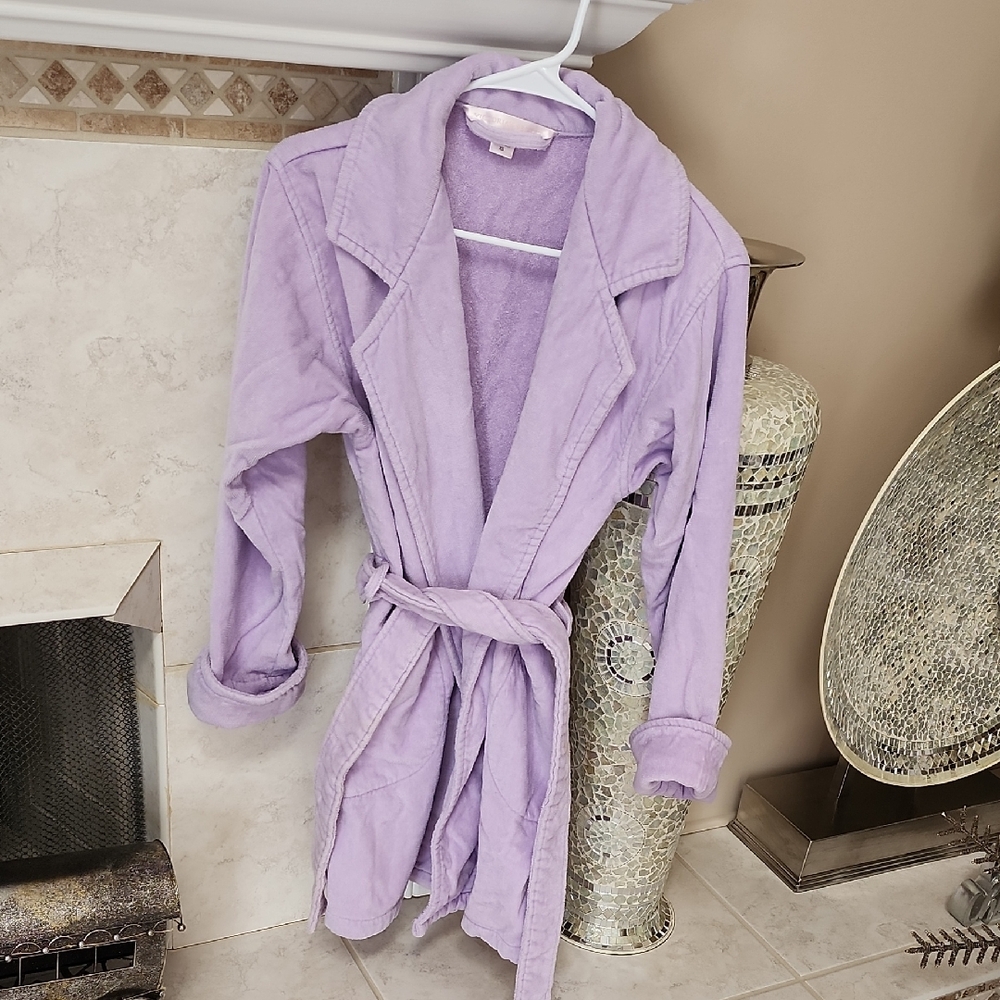 🌟💜 VICTORIA'S SECRET PURPLE LONG-SLEEVE SHORT TERRY ROBE 💜🌟